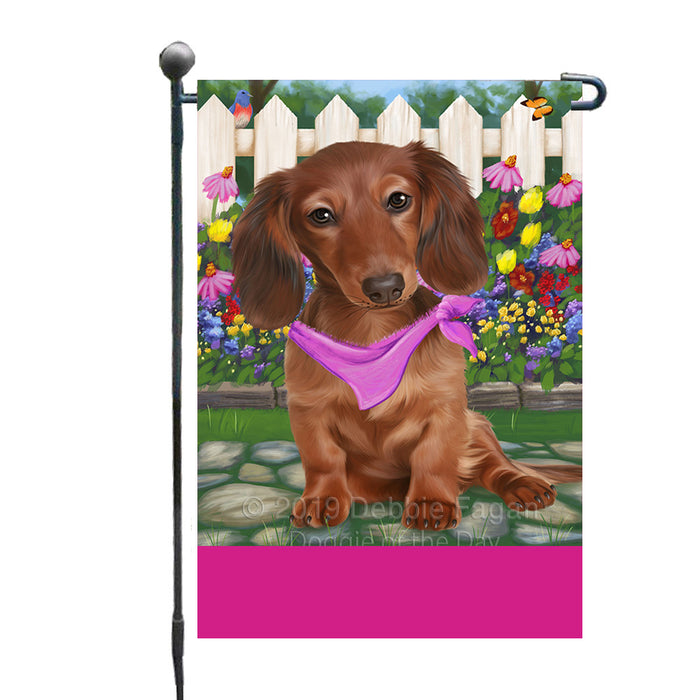 Personalized Spring Floral Dachshund Dog Custom Garden Flags GFLG-DOTD-A62848