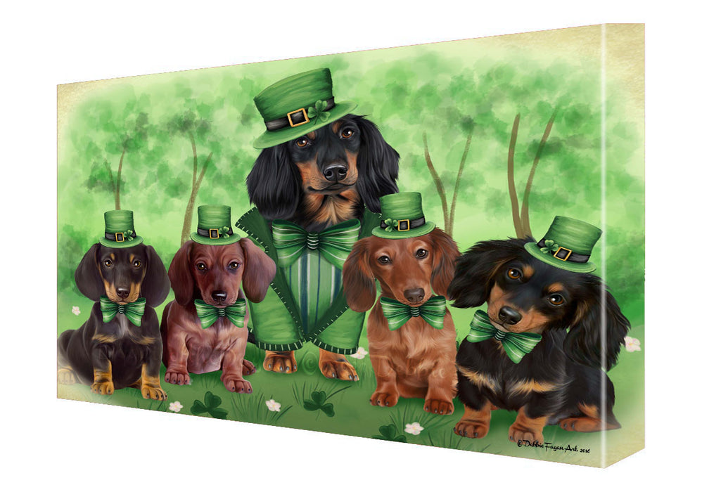 St. Patricks Day Irish Family Dachshund Dogs Canvas Wall Art - Premium Quality Ready to Hang Room Decor Wall Art Canvas - Unique Animal Printed Digital Painting for Decoration