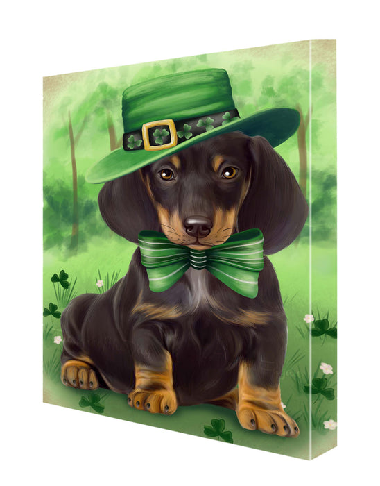 St. Patricks Day Irish Dachshund Dog Canvas Wall Art - Premium Quality Ready to Hang Room Decor Wall Art Canvas - Unique Animal Printed Digital Painting for Decoration A158038