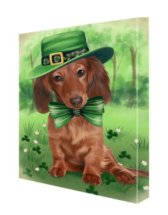 St. Patricks Day Irish Dachshund Dog Canvas Wall Art - Premium Quality Ready to Hang Room Decor Wall Art Canvas - Unique Animal Printed Digital Painting for Decoration A158046