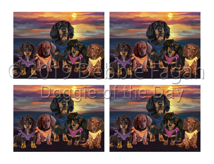 Family Sunset Portrait Dachshund Dogs Placemat