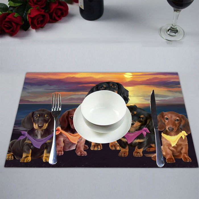 Family Sunset Portrait Dachshund Dogs Placemat