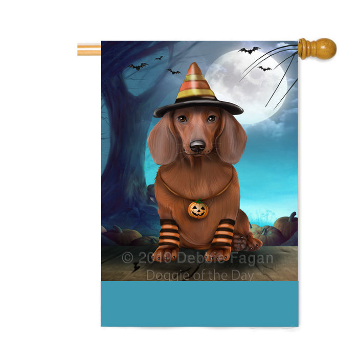 Personalized Happy Halloween Trick or Treat Dachshund Dog Candy Corn Custom House Flag FLG64094