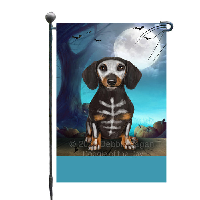 Personalized Happy Halloween Trick or Treat Dachshund Dog Skeleton Custom Garden Flag GFLG64513