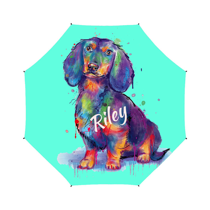 Custom Pet Name Personalized Watercolor Dachshund DogSemi-Automatic Foldable Umbrella