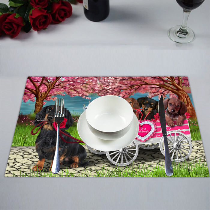 I Love Dachshund Dogs in a Cart Placemat