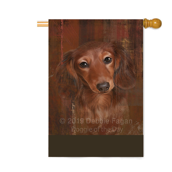 Personalized Rustic Dachshund Dog Custom House Flag FLG64583