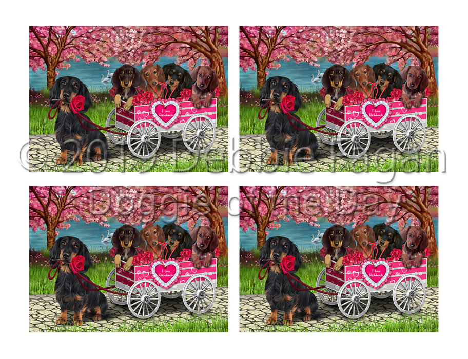 I Love Dachshund Dogs in a Cart Placemat