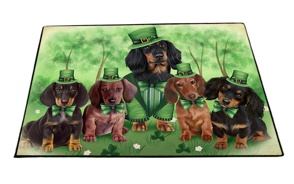 St. Patricks Day Irish Family Portrait Dachshund Dogs Floormat FLMS48180
