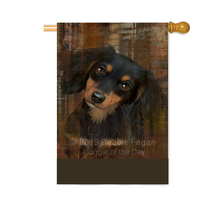 Personalized Rustic Dachshund Dog Custom House Flag FLG64584