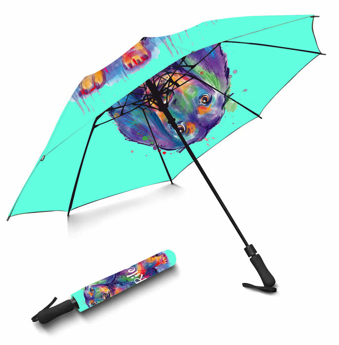 Custom Pet Name Personalized Watercolor Dachshund DogSemi-Automatic Foldable Umbrella