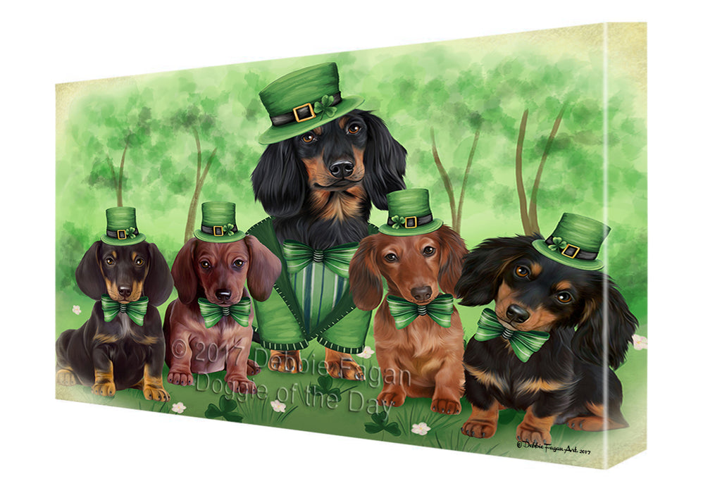 St. Patricks Day Irish Family Portrait Dachshund Dogs Canvas Wall Art CVS49332