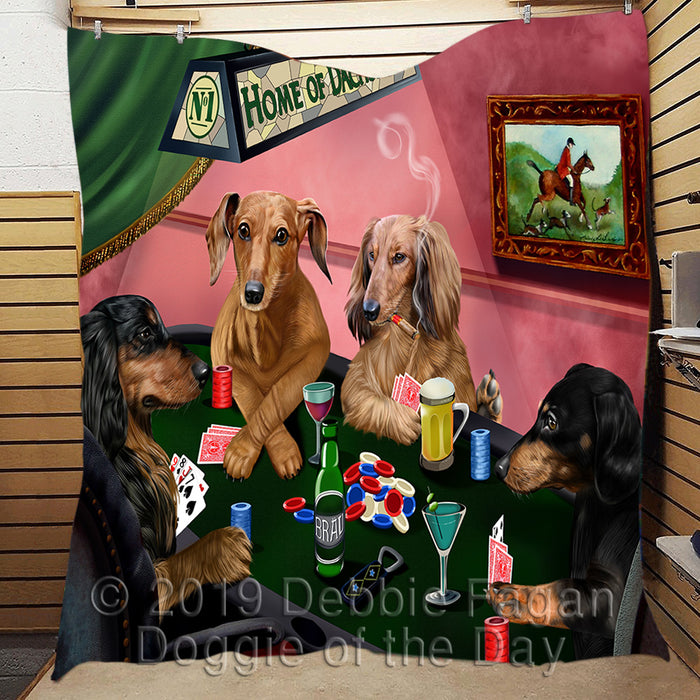 Home of  Dachshund Dogs Playing Poker Quilt
