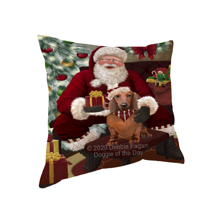 Santa's Christmas Surprise Dachshund Dog Pillow PIL87148