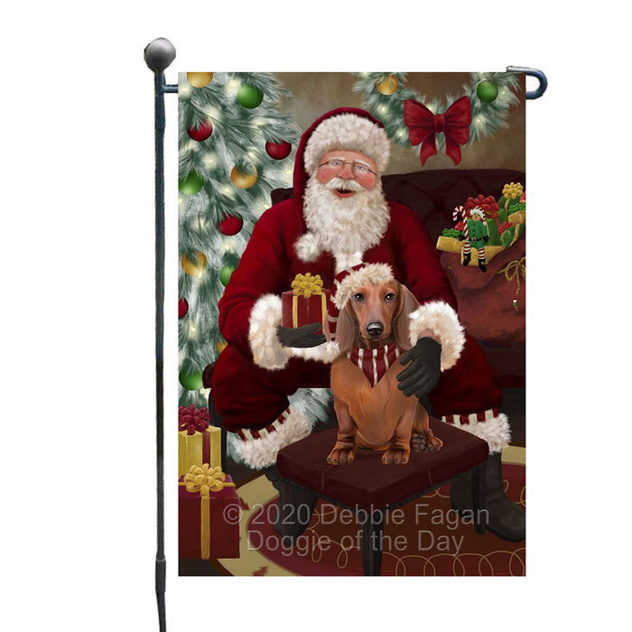 Santa's Christmas Surprise Dachshund Dog Garden Flag GFLG66732