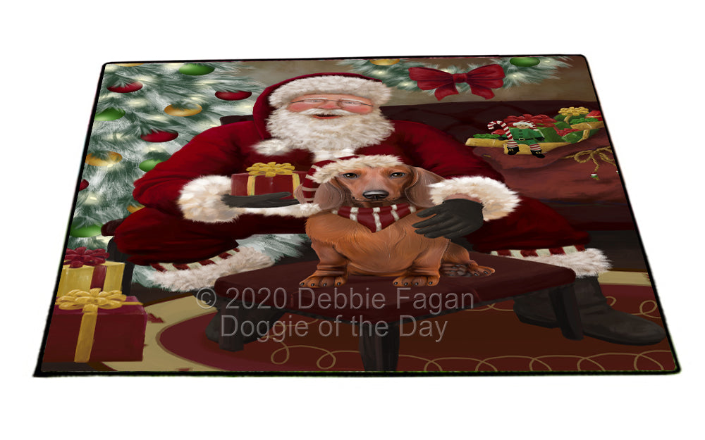 Santa's Christmas Surprise Dachshund Dog Indoor/Outdoor Welcome Floormat - Premium Quality Washable Anti-Slip Doormat Rug FLMS57421