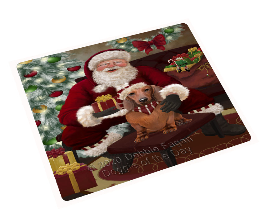 Santa's Christmas Surprise Dachshund Dog Cutting Board - Easy Grip Non-Slip Dishwasher Safe Chopping Board Vegetables C78601