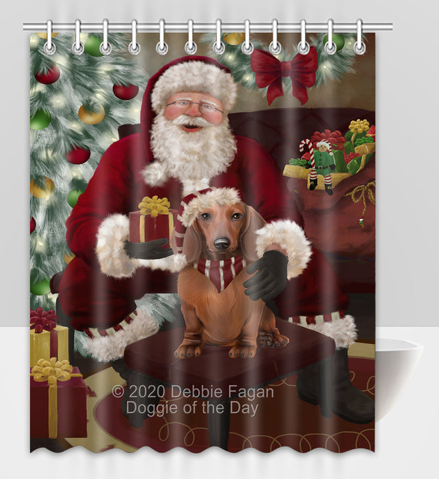 Santa's Christmas Surprise Dachshund Dog Shower Curtain Bathroom Accessories Decor Bath Tub Screens SC226