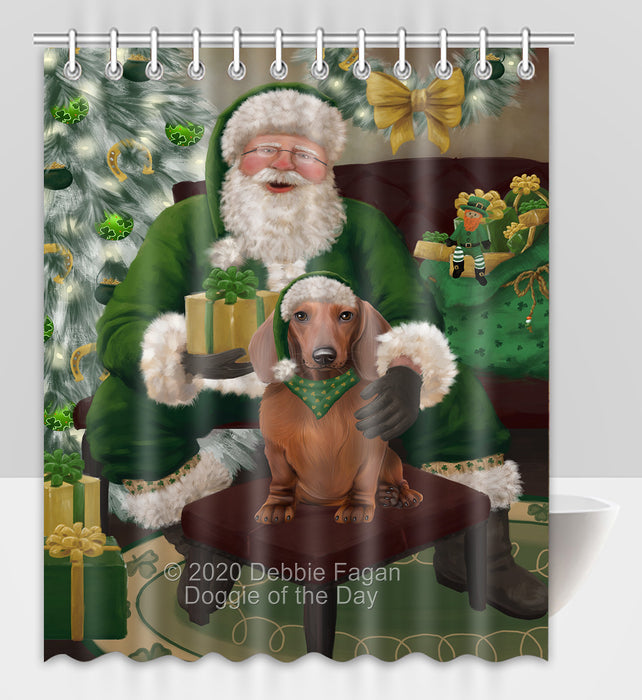 Christmas Irish Santa with Gift and Dachshund Dog Shower Curtain Bathroom Accessories Decor Bath Tub Screens SC128