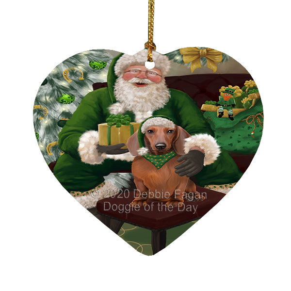 Christmas Irish Santa with Gift and Cocker Spaniel Dog Heart Christmas Ornament RFPOR58259