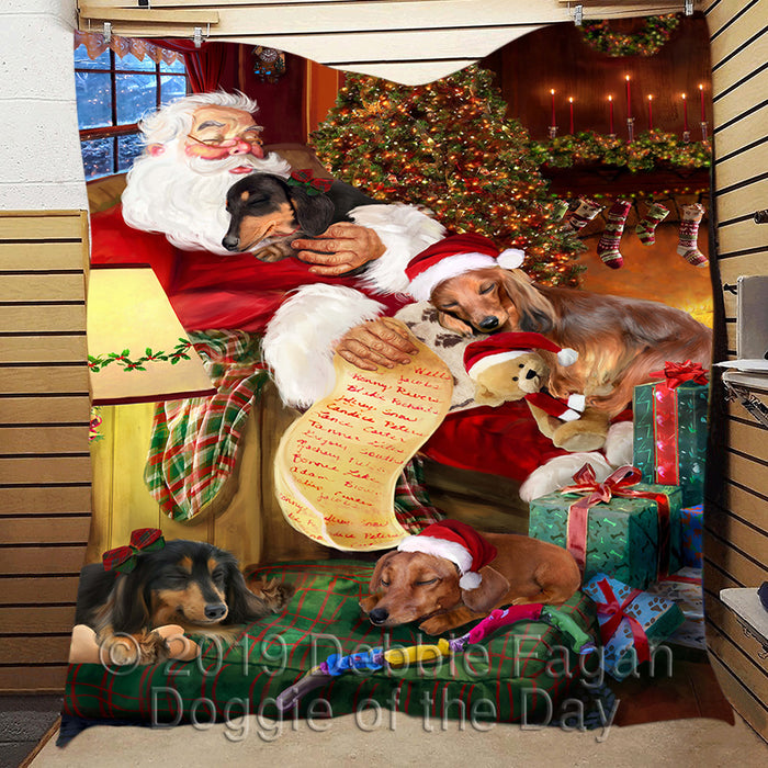 Santa Sleeping with Dachshund Dogs Quilt