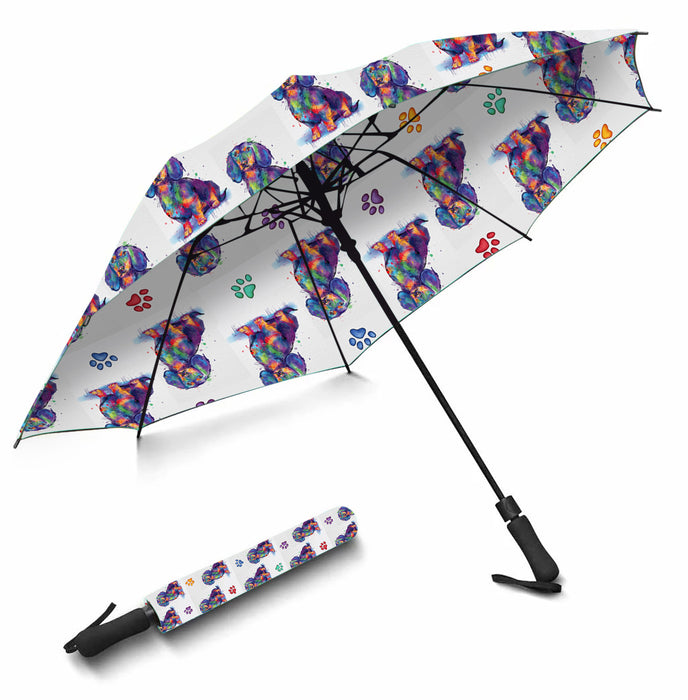 Watercolor Mini Dachshund DogsSemi-Automatic Foldable Umbrella