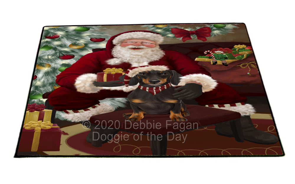 Santa's Christmas Surprise Dachshund Dog Indoor/Outdoor Welcome Floormat - Premium Quality Washable Anti-Slip Doormat Rug FLMS57424