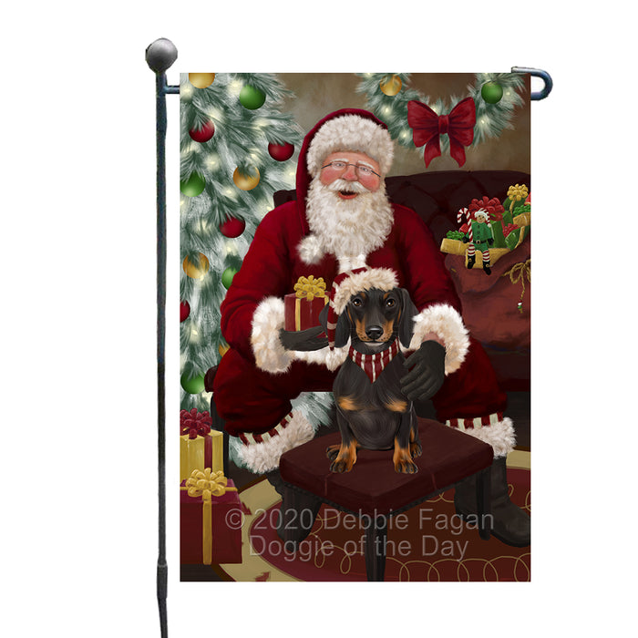 Santa's Christmas Surprise Dachshund Dog Garden Flag GFLG66733