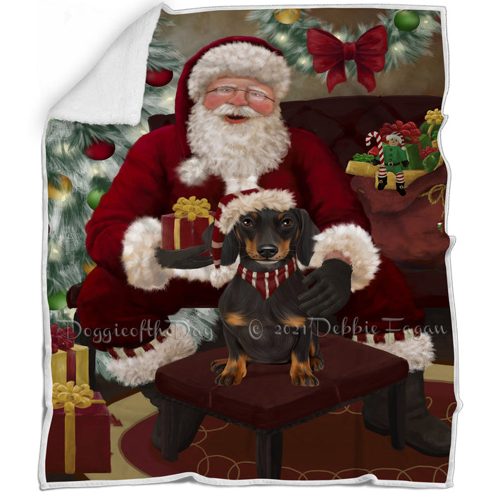 Santa's Christmas Surprise Dachshund Dog Blanket BLNKT142173