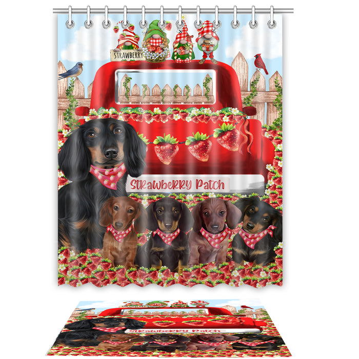 Dachshund Shower Curtain with Bath Mat Set, Custom, Curtains and Rug Combo for Bathroom Decor, Personalized, Explore a Variety of Designs, Dog Lover's Gifts
