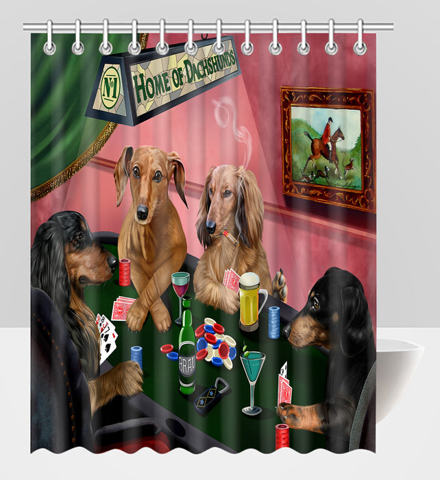 Home of  Dachshund Dogs Playing Poker Shower Curtain
