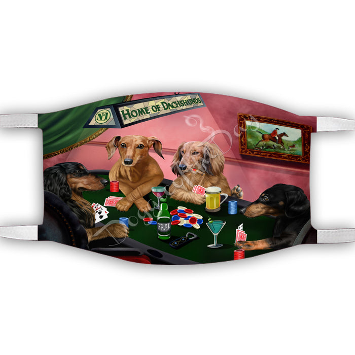 Home of Dachshund Dogs Playing Poker Face Mask FM49787