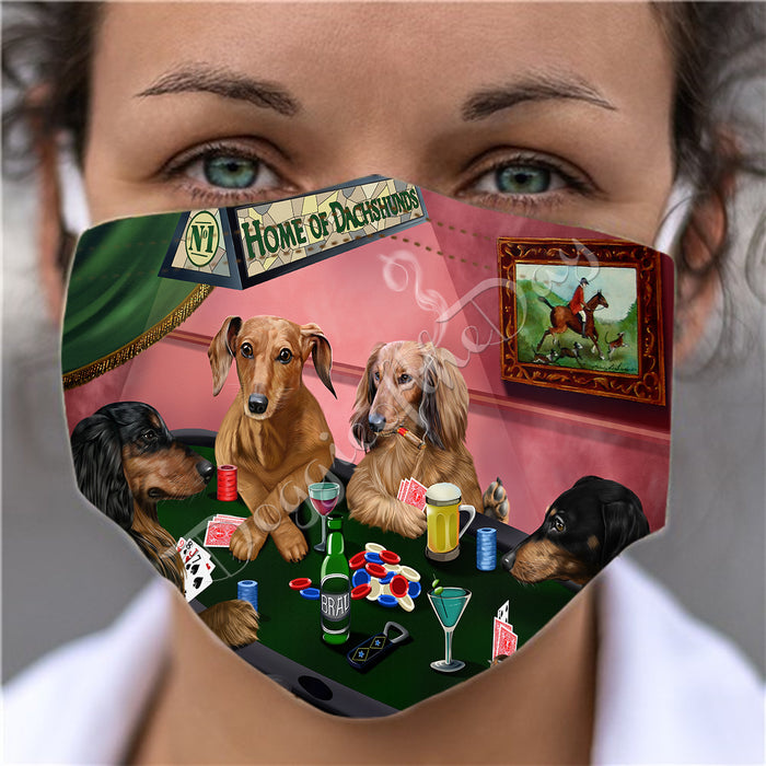 Home of Dachshund Dogs Playing Poker Face Mask FM49787