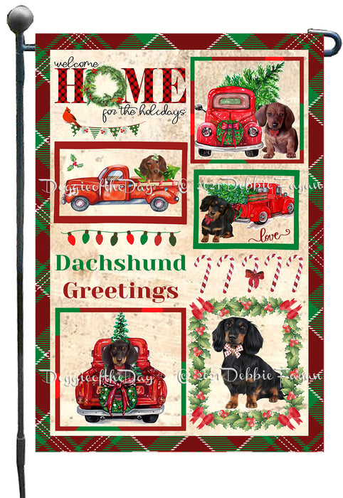 Welcome Home for Christmas Holidays Dachshund Dogs Garden Flag GFLG67003