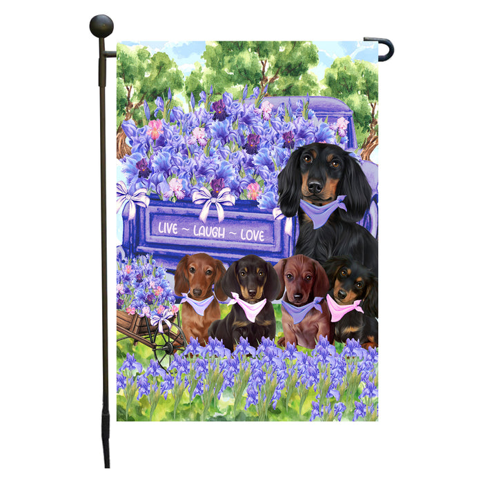 Dachshund Dogs Garden Flag for Dog and Pet Lovers, Explore a Variety of Designs, Custom, Personalized, Weather Resistant, Double-Sided, Outdoor Garden Yard Decoration
