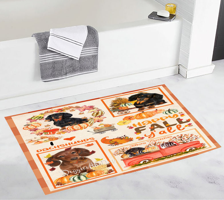 Happy Fall Y'all Pumpkin Dachshund Dogs Bathroom Rugs with Non Slip Soft Bath Mat for Tub BRUG55177