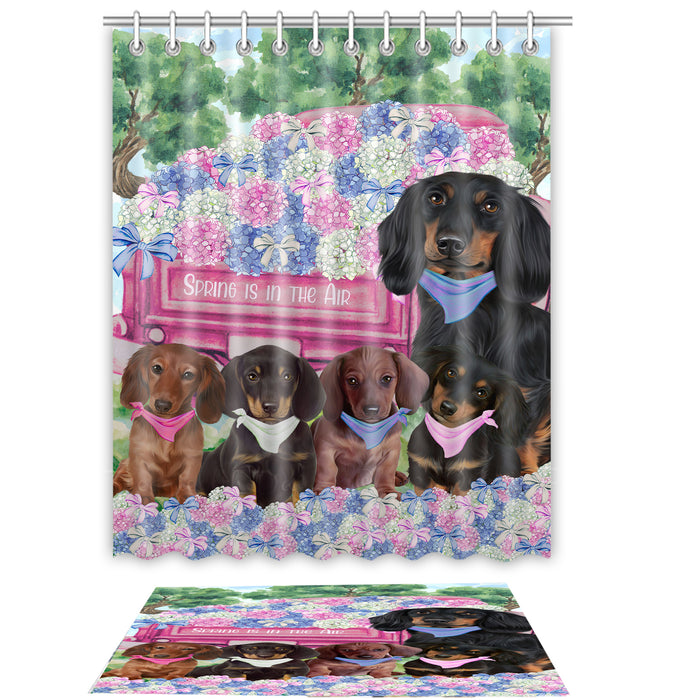Dachshund Shower Curtain & Bath Mat Set - Explore a Variety of Custom Designs - Personalized Curtains with hooks and Rug for Bathroom Decor - Dog Gift for Pet Lovers