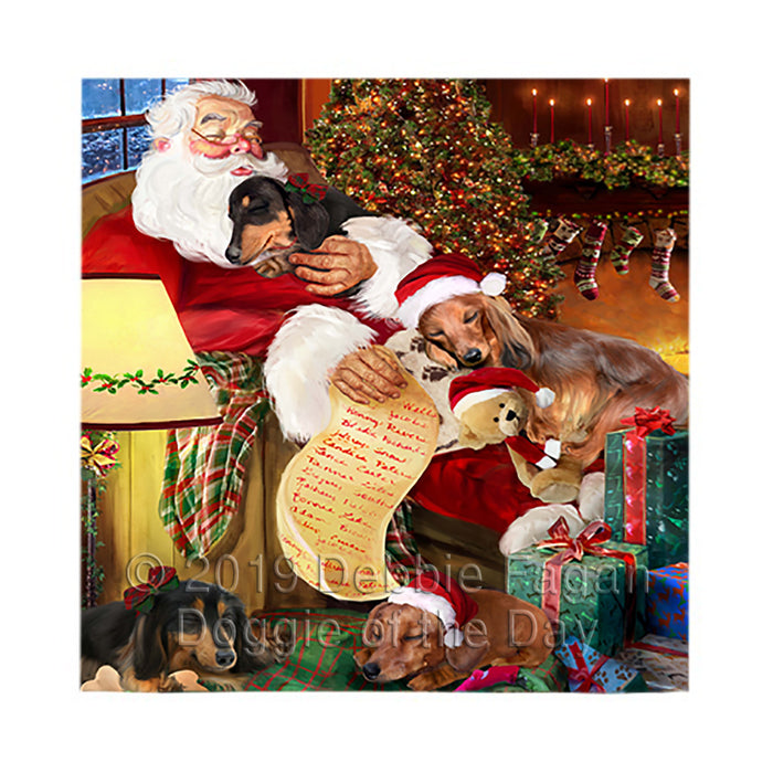 Santa Sleeping with Dachshund Dogs Square Towel 