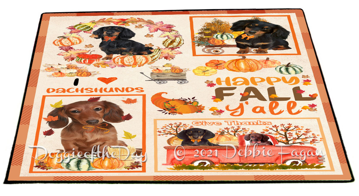 Happy Fall Y'all Pumpkin Dachshund Dogs Indoor/Outdoor Welcome Floormat - Premium Quality Washable Anti-Slip Doormat Rug FLMS58618