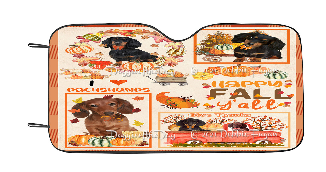 Happy Fall Y'all Pumpkin Dachshund Dogs Car Sun Shade Cover Curtain