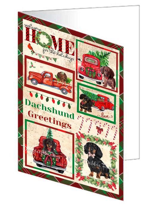 Welcome Home for Christmas Holidays Dachshund Dogs Handmade Artwork Assorted Pets Greeting Cards and Note Cards with Envelopes for All Occasions and Holiday Seasons GCD76160