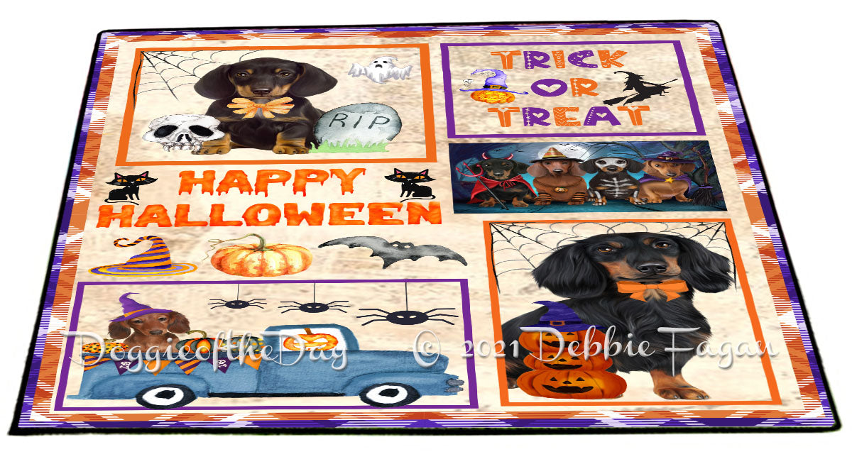 Happy Halloween Trick or Treat Dachshund Dogs Indoor/Outdoor Welcome Floormat - Premium Quality Washable Anti-Slip Doormat Rug FLMS58078