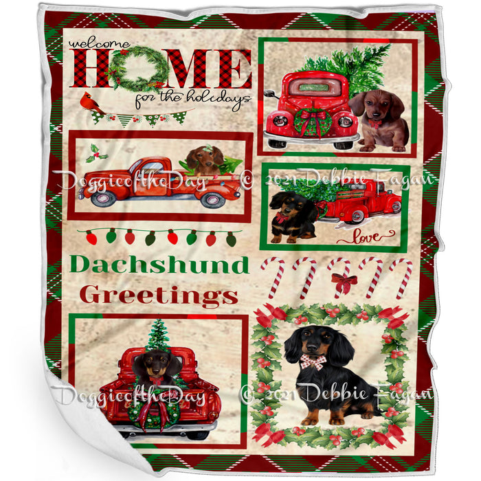 Welcome Home for Christmas Holidays Dachshund Dogs Blanket BLNKT71951