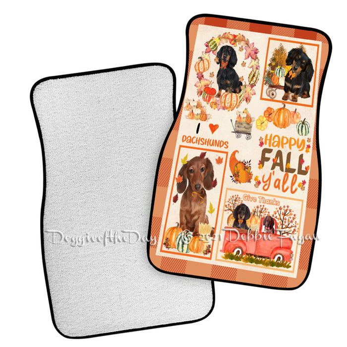 Happy Fall Y'all Pumpkin Dachshund Dogs Polyester Anti-Slip Vehicle Carpet Car Floor Mats CFM49180