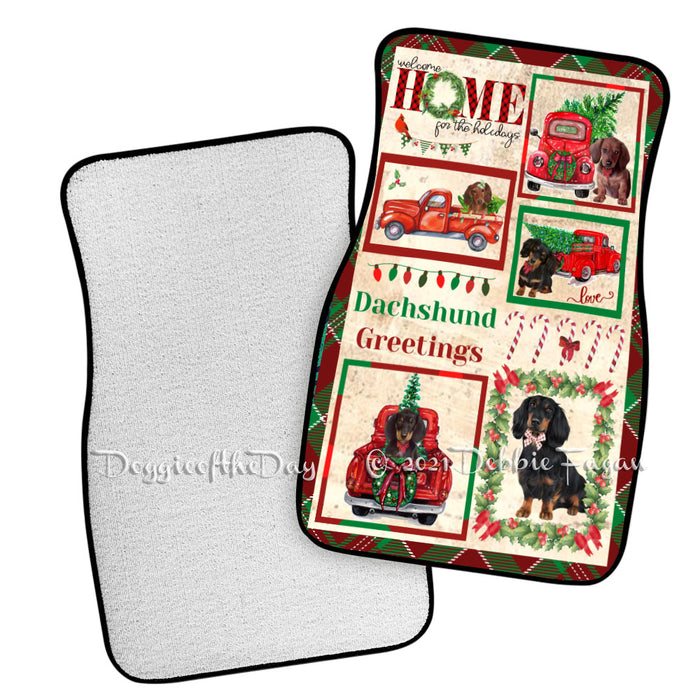 Welcome Home for Christmas Holidays Dachshund Dogs Polyester Anti-Slip Vehicle Carpet Car Floor Mats CFM48349