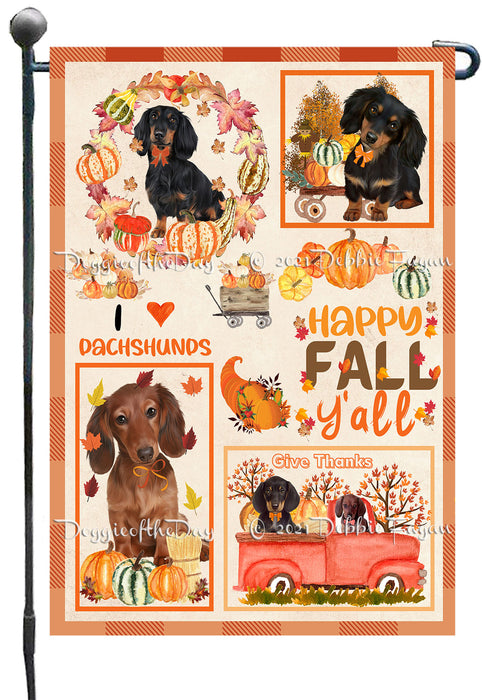 Happy Fall Y'all Pumpkin Dachshund Dogs Garden Flags- Outdoor Double Sided Garden Yard Porch Lawn Spring Decorative Vertical Home Flags 12 1/2"w x 18"h