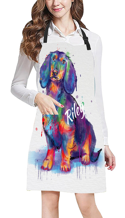 Custom Pet Name Personalized Watercolor Dachshund Dog Apron