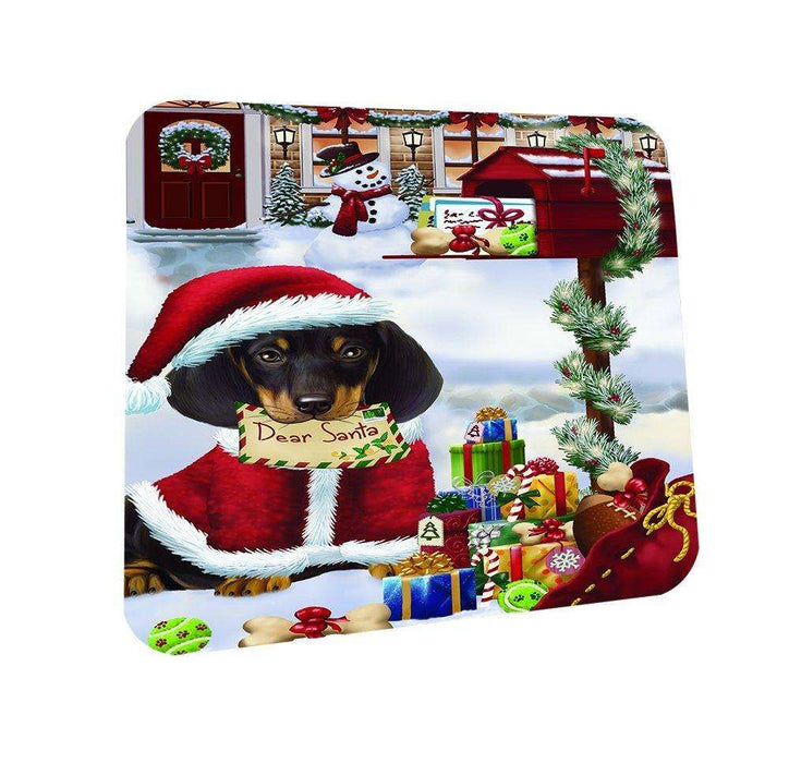 Dachshunds Dear Santa Letter Christmas Holiday Mailbox Dog Coasters Set of 4