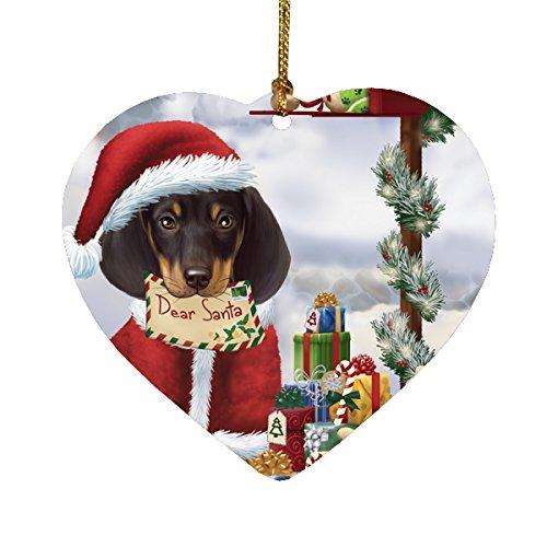 Dachshunds Dear Santa Letter Christmas Holiday Mailbox Dog Heart Ornament