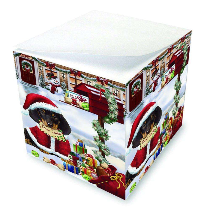 Dachshunds Dear Santa Letter Christmas Holiday Mailbox Dog Note Cube D093